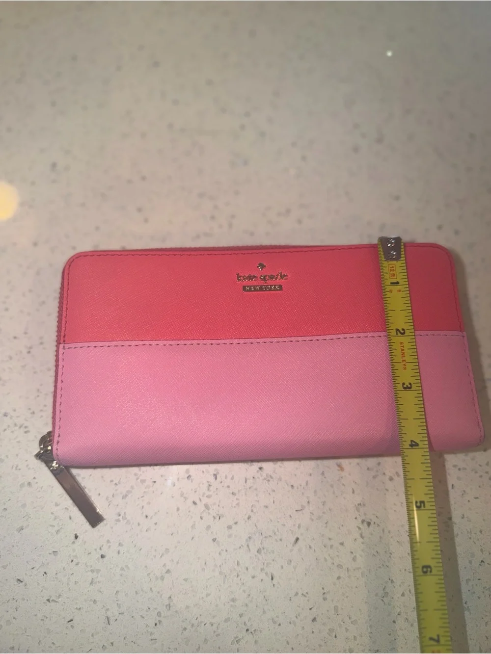 kate spade colorblock Two-Tone Coral and Light Pink Zip Wallet